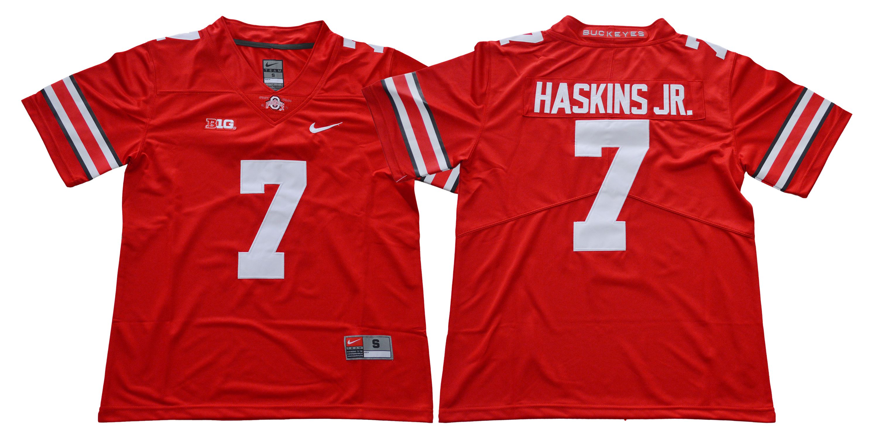 Men Ohio State Buckeyes #7 Haskins jr Red Nike NCAA Jerseys